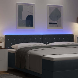 LED κεφαλάρι με LED ταινίες φωτός Σκούρο Γκρι 200 cm Βελούδο - Pakobazaar