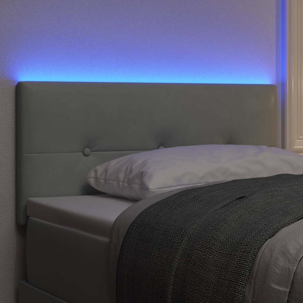 LED κεφαλάρι με LED ταινίες φωτός Ανοιχτό γκρι 80 cm Βελούδο - Pakobazaar