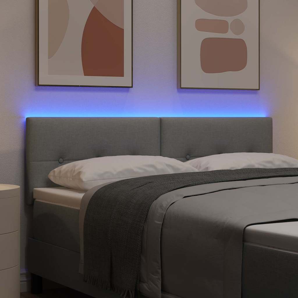 LED κεφαλάρι με LED ταινίες φωτός Ανοιχτό γκρι 160 cm ύφασμα