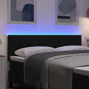 LED κεφαλάρι με LED ταινίες φωτός Μαύρο 160 cm ύφασμα