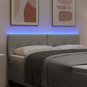 LED κεφαλάρι με LED ταινίες φωτός Ανοιχτό γκρι 160 cm Βελούδο