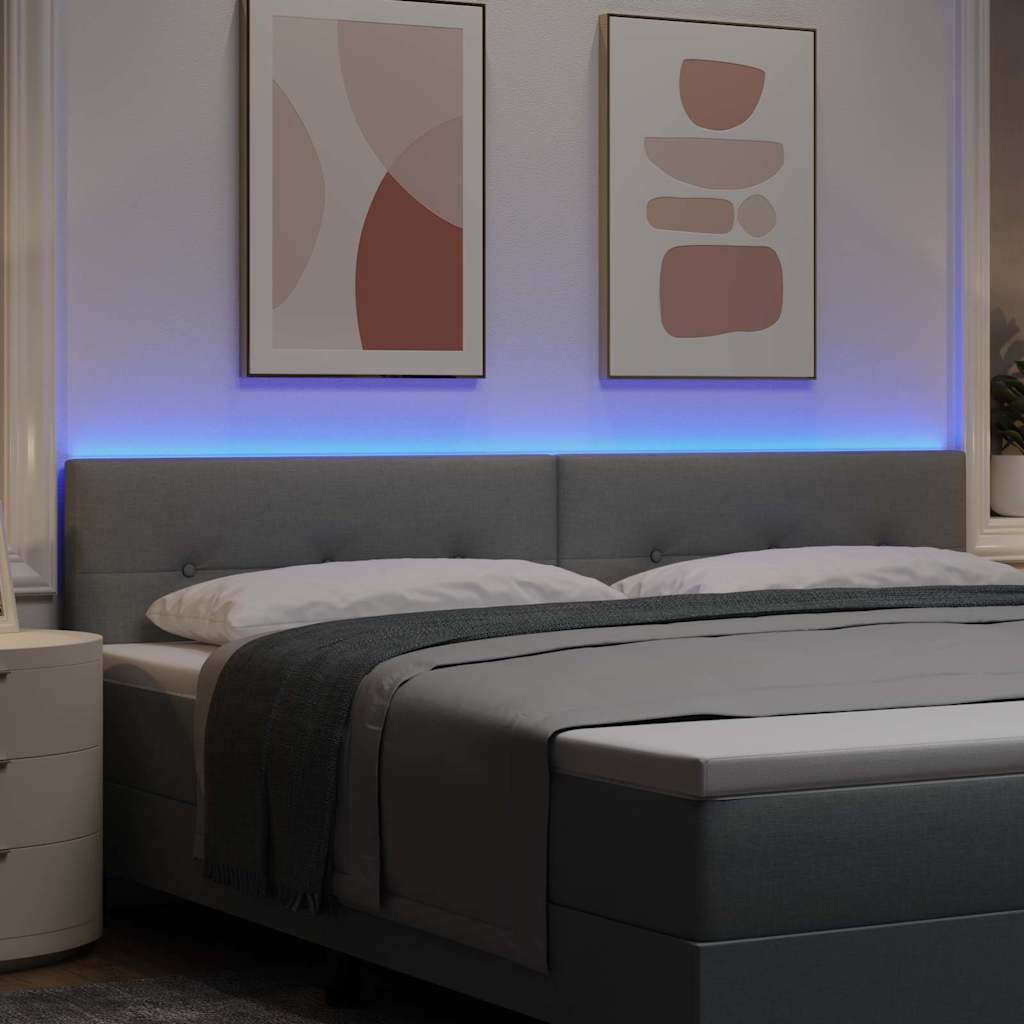 LED κεφαλάρι με LED ταινίες φωτός Ανοιχτό γκρι 200 cm ύφασμα