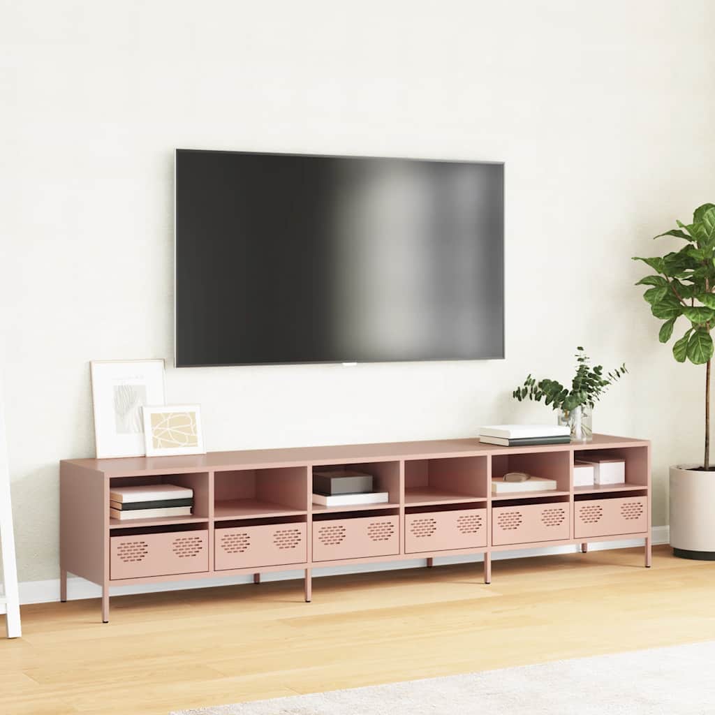ντουλάπι τηλεόρασης  Ροζ 202x39x43,5 cm Ατσάλι ψυχρής έλασης