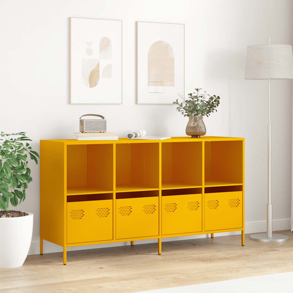 Sideboard Μουστάρδα κίτρινη 135x39x73,5 cm Ψυχρής έλασης χάλυβα