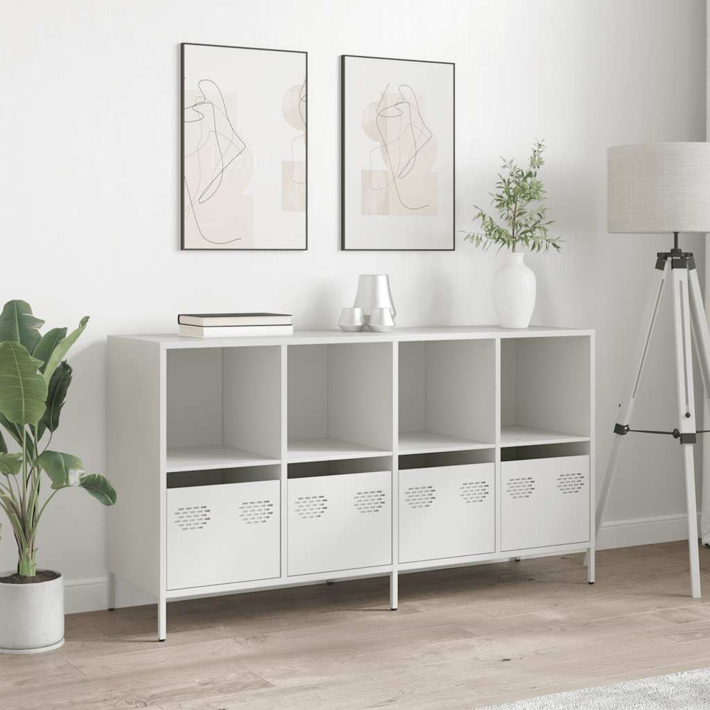 Sideboard Λευκό 135x39x73,5 cm Ατσάλι ψυχρής έλασης