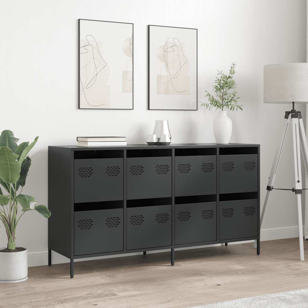 Ντουλάπι Μαύρο 135x39x73,5 εκ. από Χάλυβα Ψυχρής Έλασης