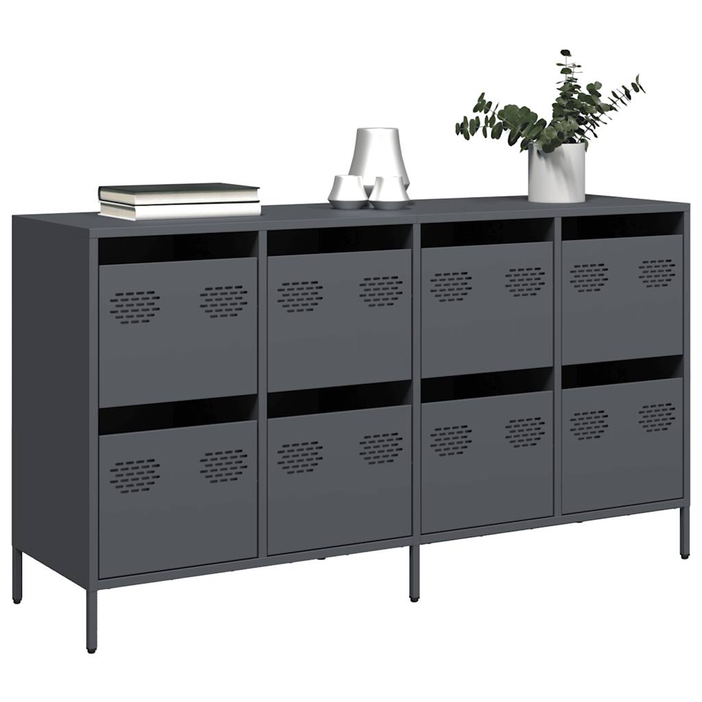 Ντουλάπι Ανθρακί 135x39x73,5 εκ. από Χάλυβα Ψυχρής Έλασης