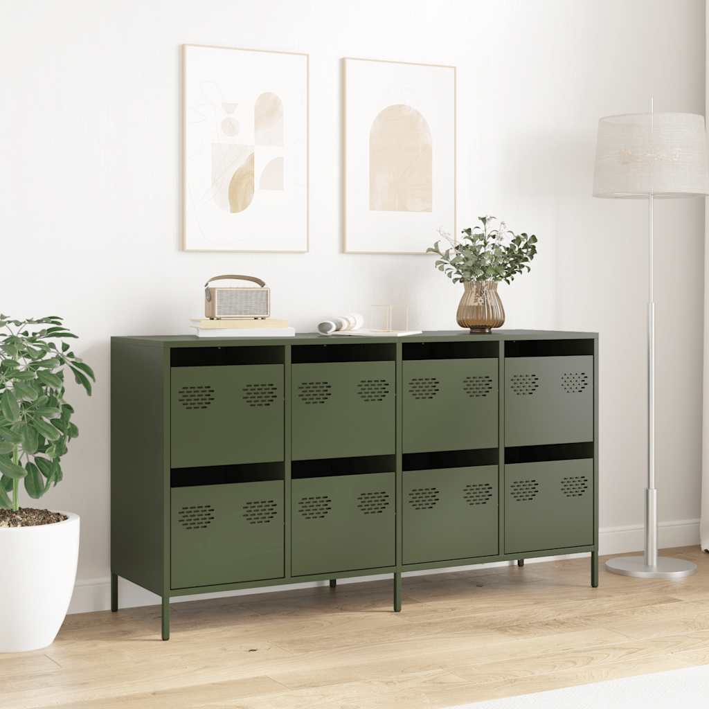 Sideboard Ελαιοπράσινο 135x39x73,5 cm Ατσάλι ψυχρής έλασης