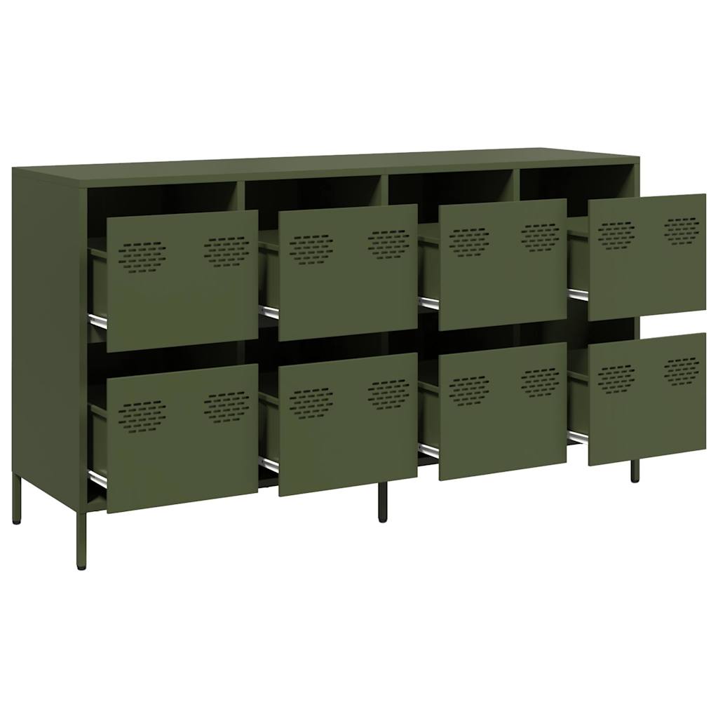Sideboard Ελαιοπράσινο 135x39x73,5 cm Ατσάλι ψυχρής έλασης