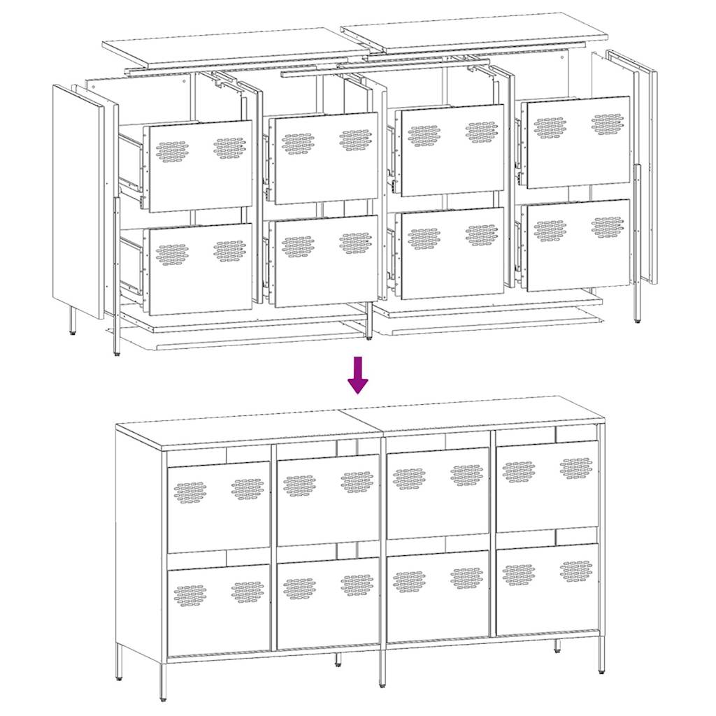 Sideboard Ελαιοπράσινο 135x39x73,5 cm Ατσάλι ψυχρής έλασης