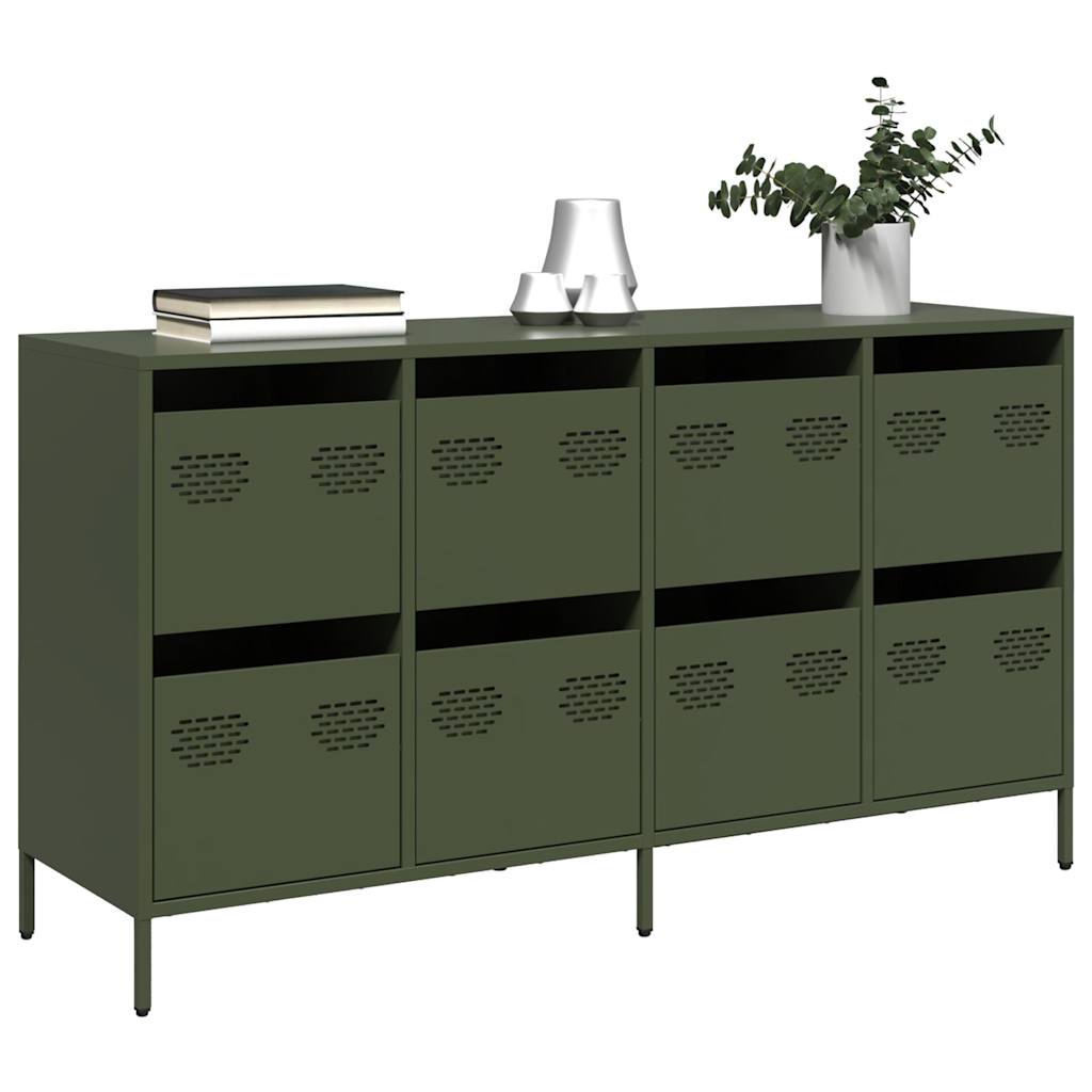 Sideboard Ελαιοπράσινο 135x39x73,5 cm Ατσάλι ψυχρής έλασης