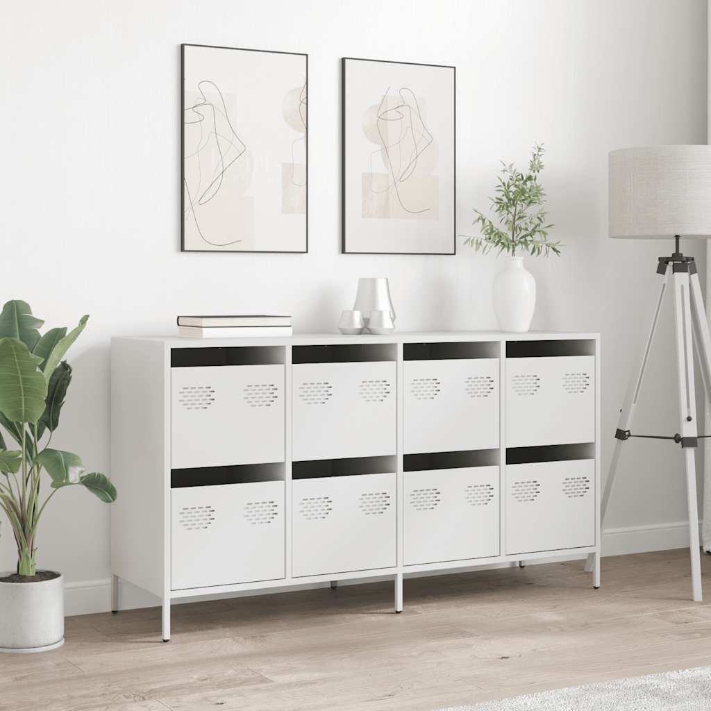 Sideboard Λευκό 135x39x73,5 cm Ατσάλι ψυχρής έλασης