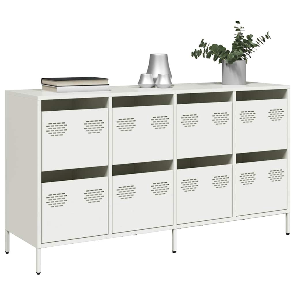 Sideboard Λευκό 135x39x73,5 cm Ατσάλι ψυχρής έλασης