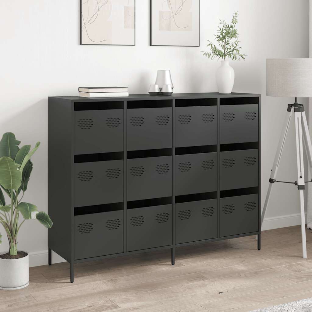 Ντουλάπι Μαύρο 135x39x103,5 εκ. από Χάλυβα Ψυχρής Έλασης
