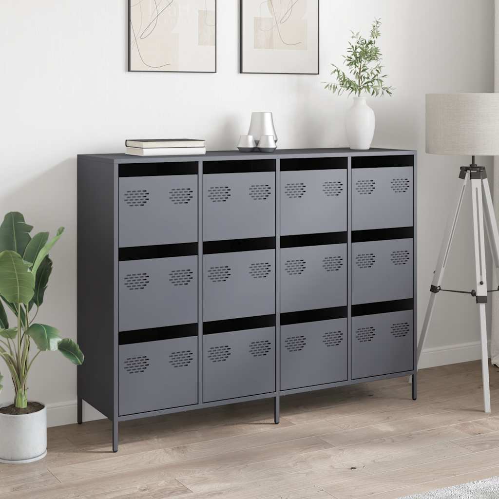 Ντουλάπι Ανθρακί 135x39x103,5 εκ. από Χάλυβα Ψυχρής Έλασης