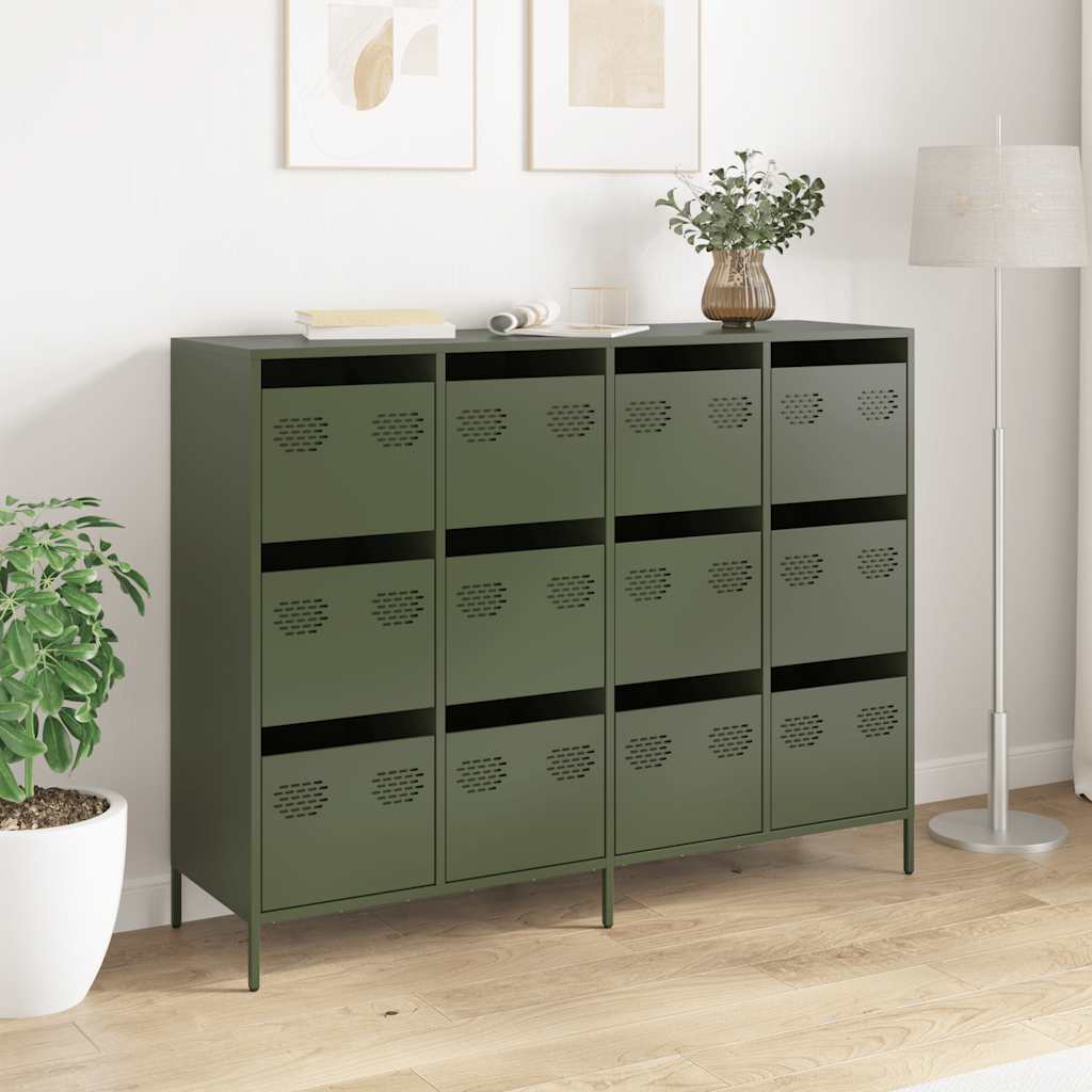 Sideboard Olive Green 135x39x103,5 cm Ατσάλι ψυχρής έλασης - Pakobazaar
