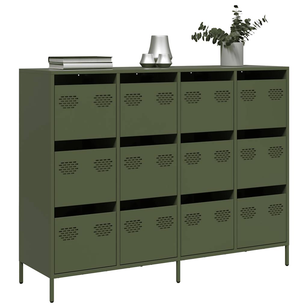 Sideboard Olive Green 135x39x103,5 cm Ατσάλι ψυχρής έλασης - Pakobazaar