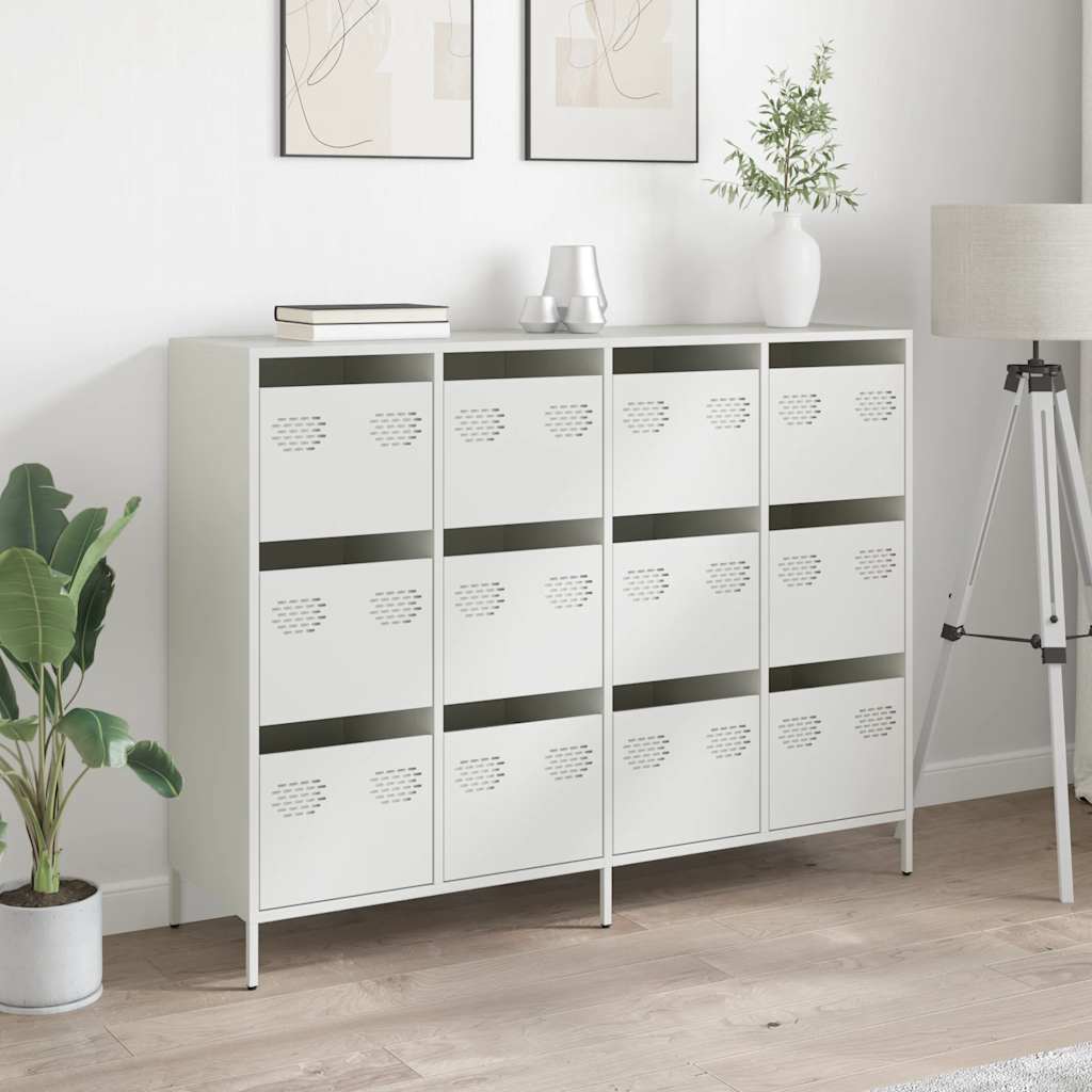 Sideboard Λευκό 135x39x103,5 cm Ατσάλι ψυχρής έλασης