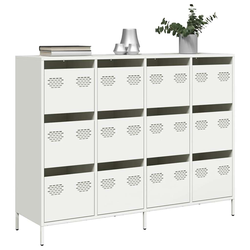 Sideboard Λευκό 135x39x103,5 cm Ατσάλι ψυχρής έλασης