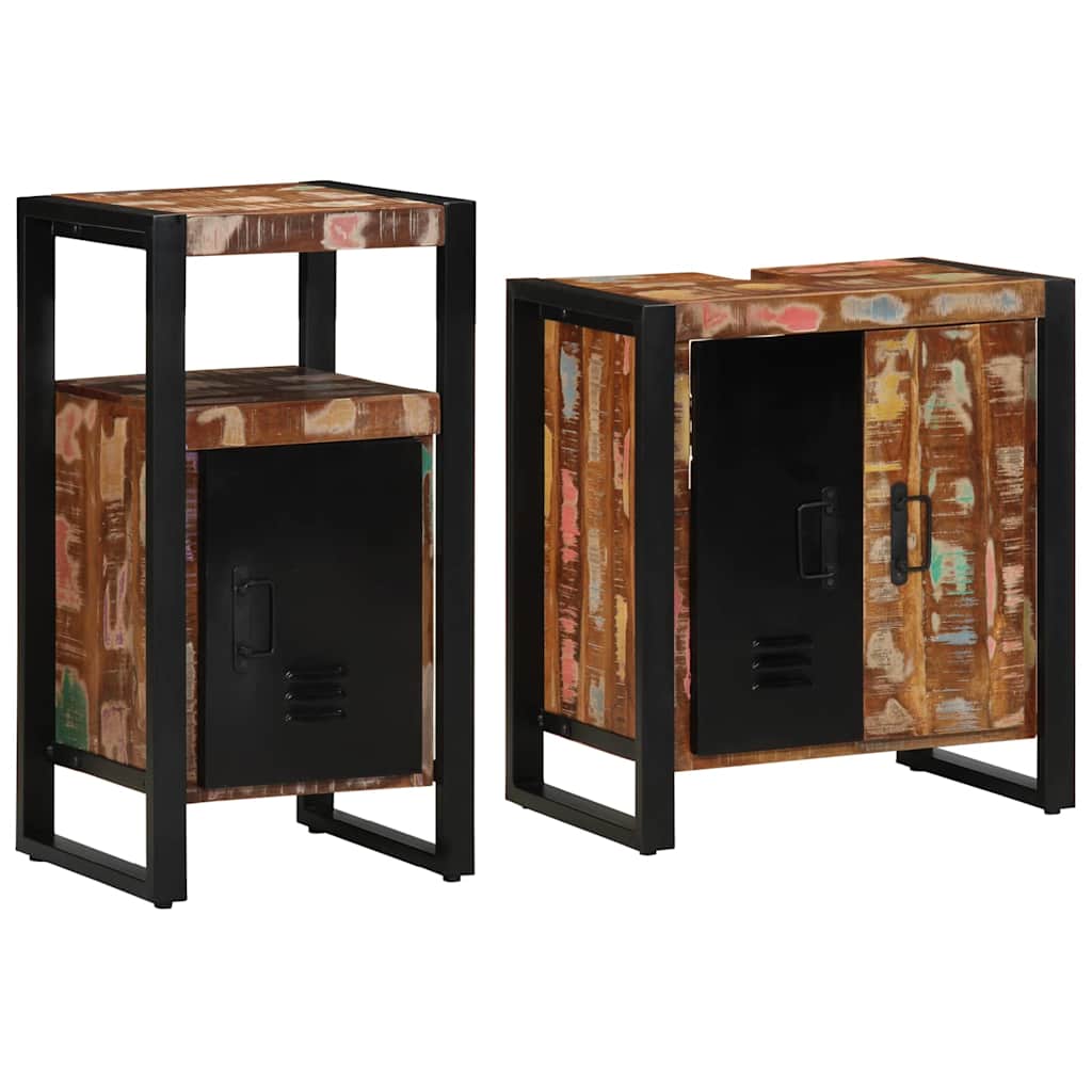 Σετ Επίπλων Μπάνιου με συρτάρι 2 pcs Στερεό Ανακτηθέν Ξύλο