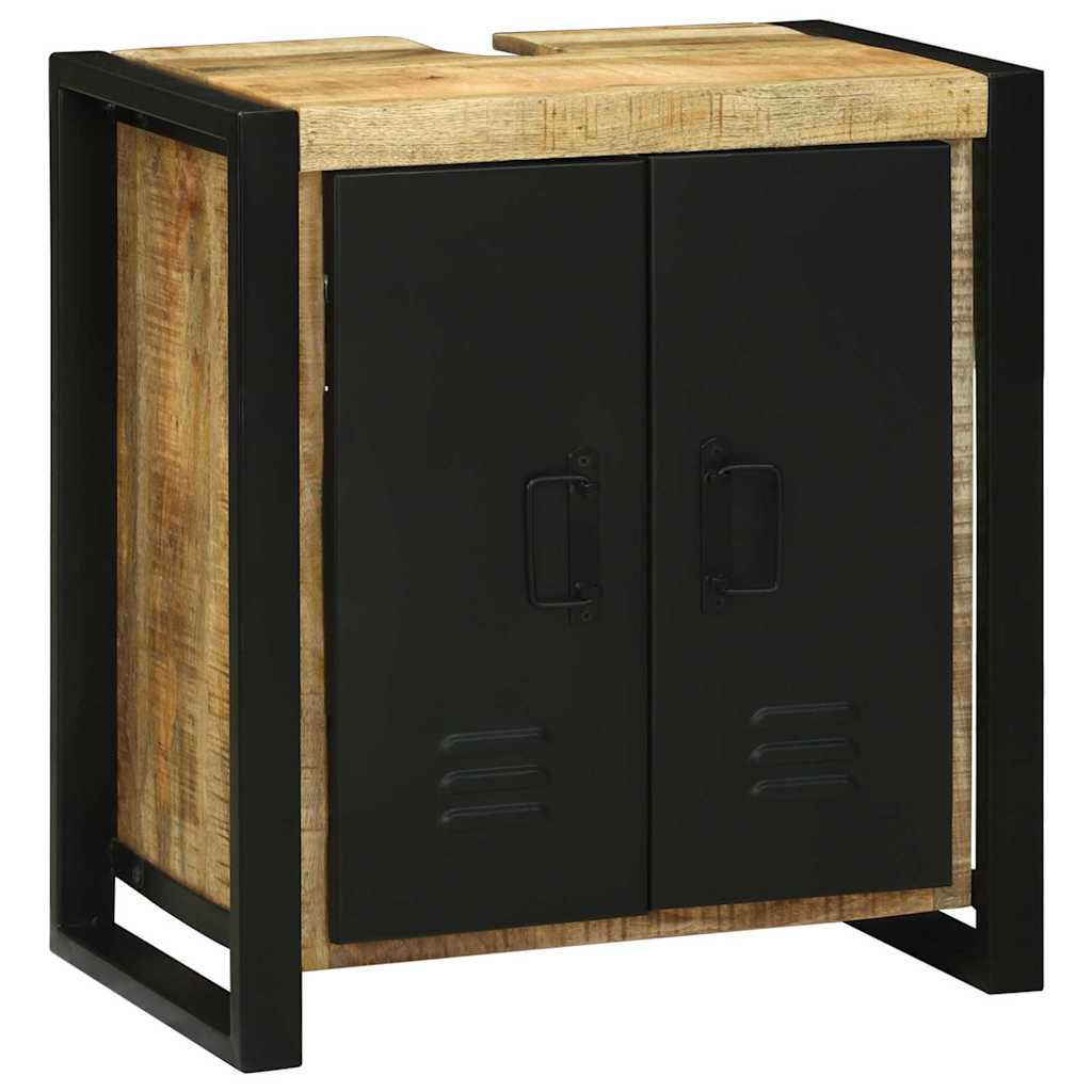 Σετ Επίπλων Μπάνιου 2 pcs Καφέ και Μαύρο Στερεό ξύλο μάνγκο