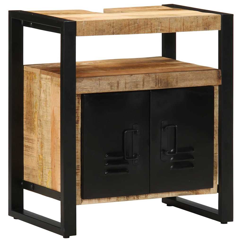 Σετ Επίπλων Μπάνιου 3 pcs Καφέ και Μαύρο Στερεό ξύλο μάνγκο