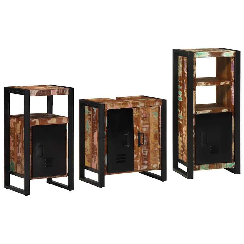 Σετ Επίπλων Μπάνιου με συρτάρι 3 pcs Στερεό Ανακτηθέν Ξύλο