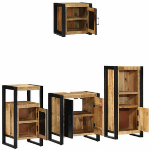 Σετ Επίπλων Μπάνιου 4 τμχ. Καφέ και Μαύρο 55 x 35 x 60 εκ.