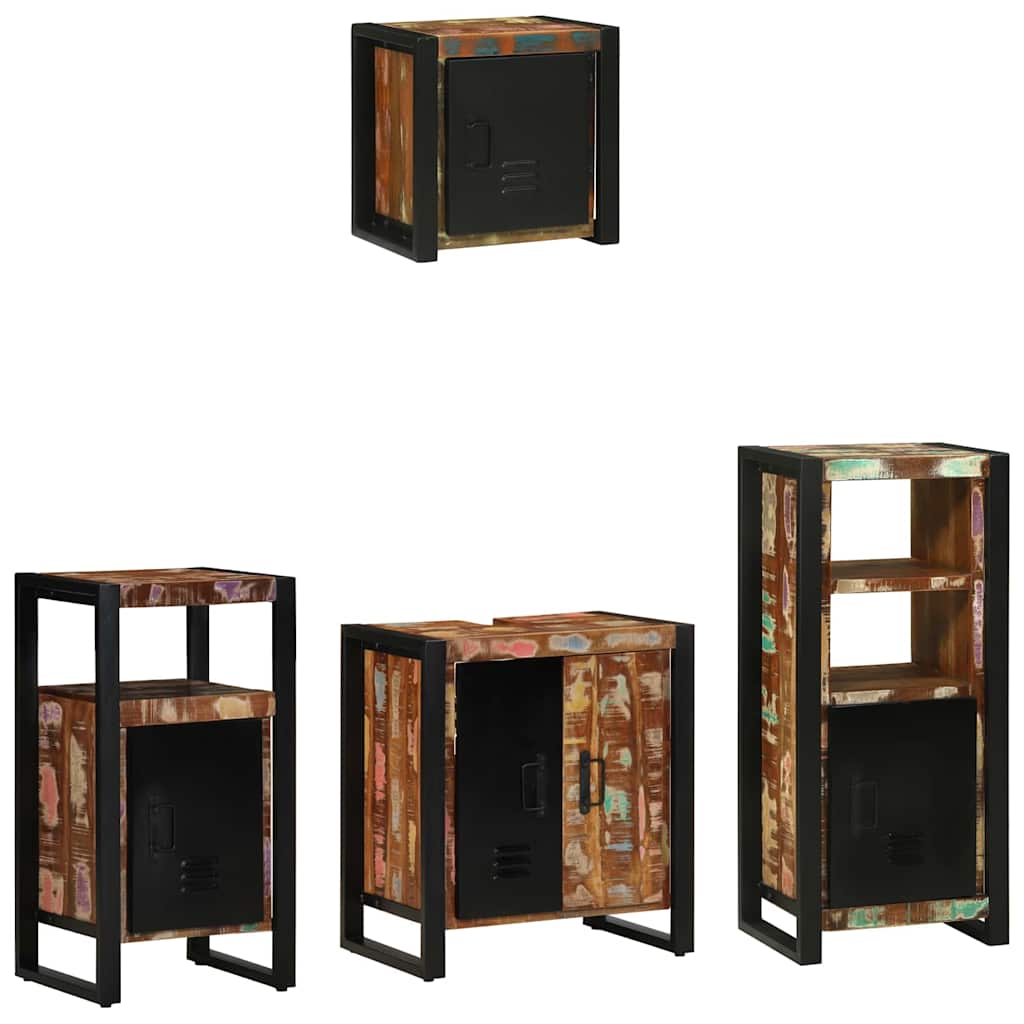 Σετ Επίπλων Μπάνιου με συρτάρι 4 pcs Στερεό Ανακτηθέν Ξύλο