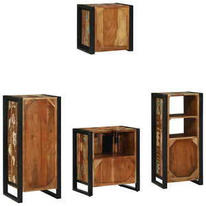 Σετ Επίπλων Μπάνιου 4 τεμ. Πολύχρωμο και Μαύρο