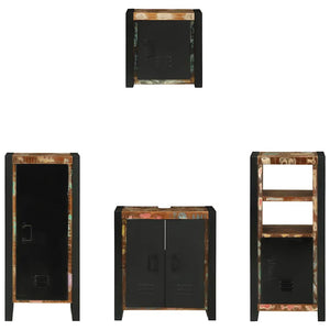 Σετ Επίπλων Μπάνιου 4 τμχ. Πολύχρωμο και Μαύρο 40 x 35 x 90 εκ.