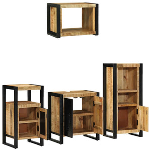 Σετ Επίπλων Μπάνιου 4 τμχ. Καφέ και Μαύρο 55 x 35 x 60 εκ. - Pakobazaar