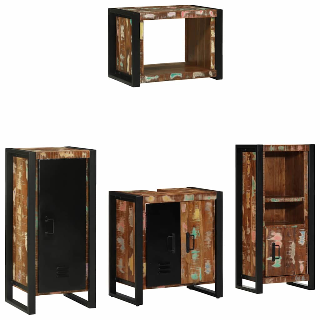 Σετ Επίπλων Μπάνιου με συρτάρι 4 pcs Στερεό Ανακτηθέν Ξύλο