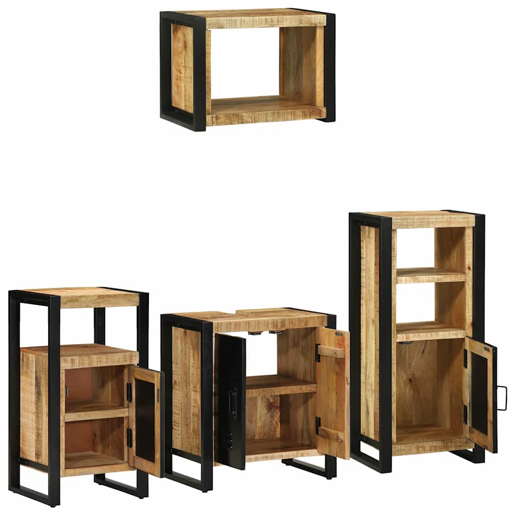 Σετ Επίπλων Μπάνιου 4 τμχ. Καφέ και Μαύρο 55 x 35 x 60 εκ. - Pakobazaar