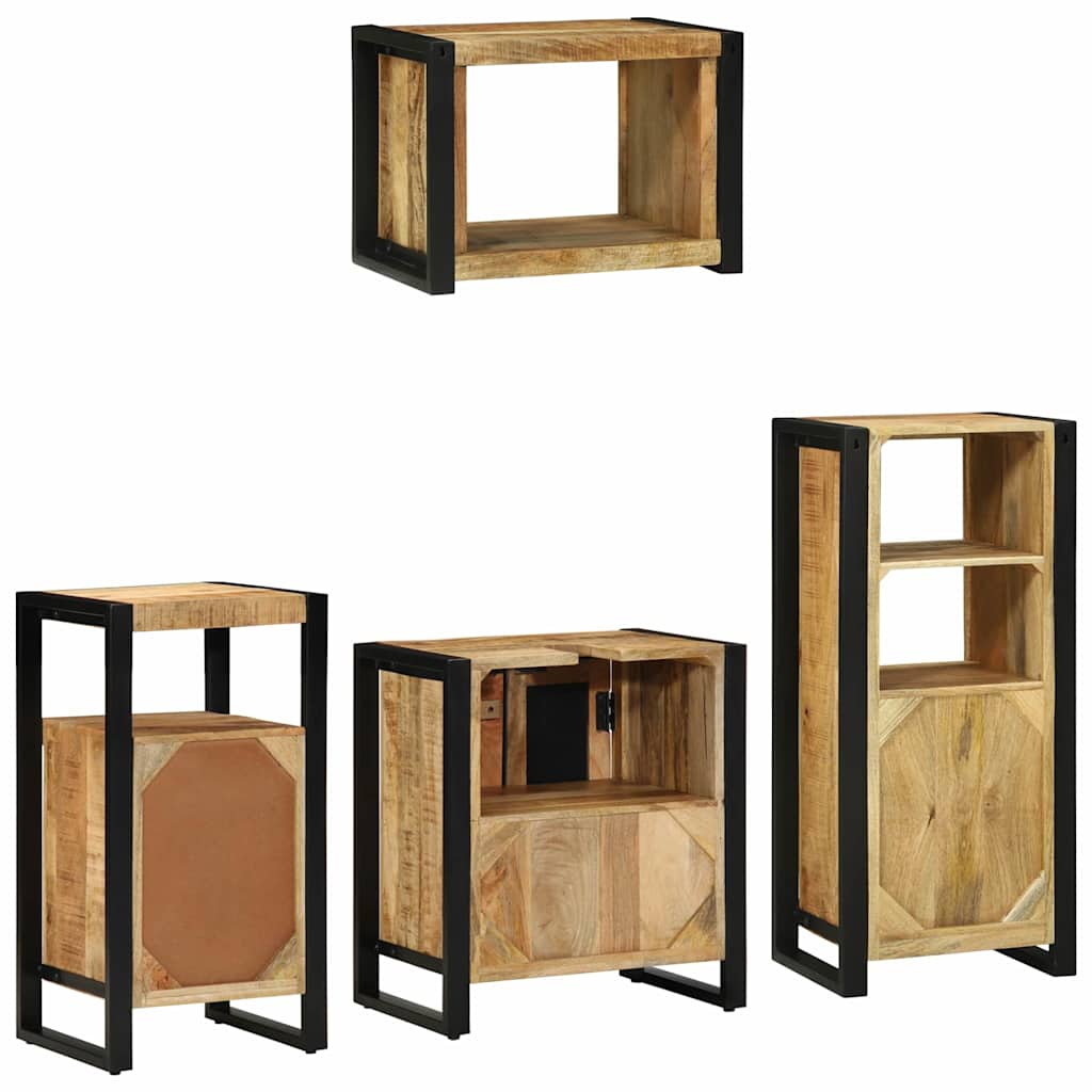 Σετ Επίπλων Μπάνιου 4 τμχ. Καφέ και Μαύρο 55 x 35 x 60 εκ. - Pakobazaar