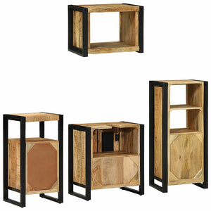 Σετ Επίπλων Μπάνιου 4 τμχ. Καφέ και Μαύρο 55 x 35 x 60 εκ. - Pakobazaar