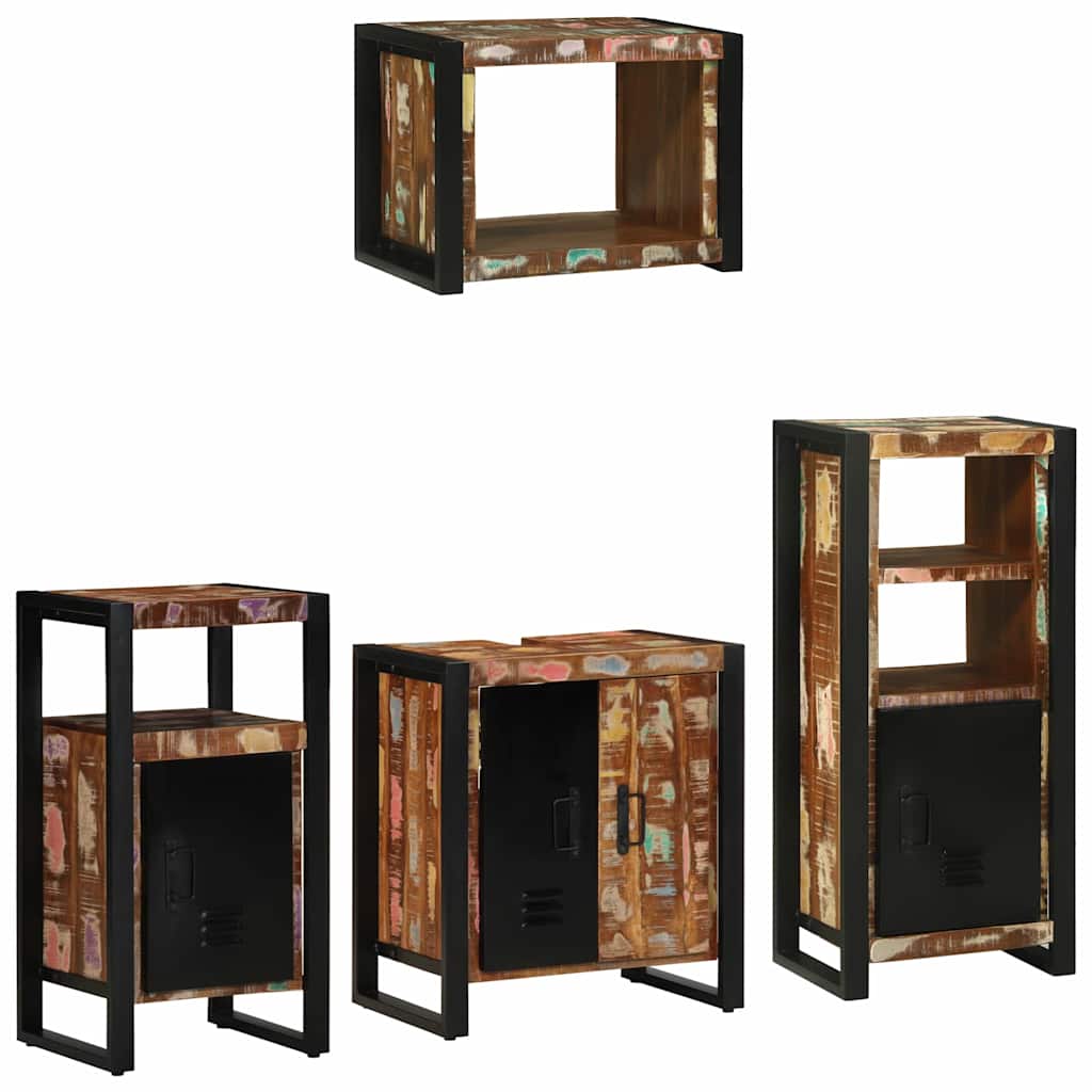 Σετ Επίπλων Μπάνιου με συρτάρι 4 pcs Στερεό Ανακτηθέν Ξύλο