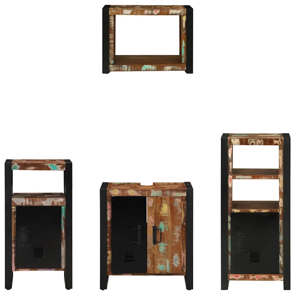 Σετ Επίπλων Μπάνιου με συρτάρι 4 pcs Στερεό Ανακτηθέν Ξύλο
