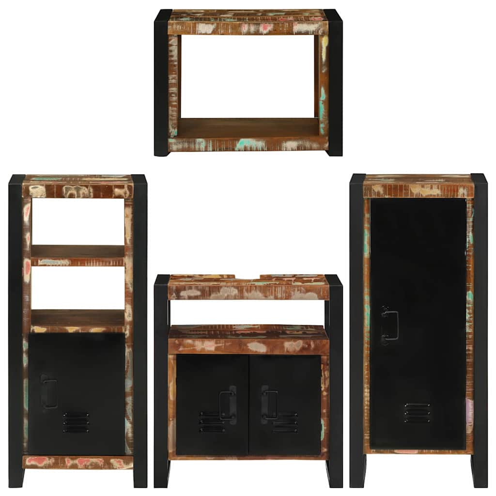 Σετ Επίπλων Μπάνιου 4 pcs Πολύχρωμο Στερεό ανακτημένο ξύλο