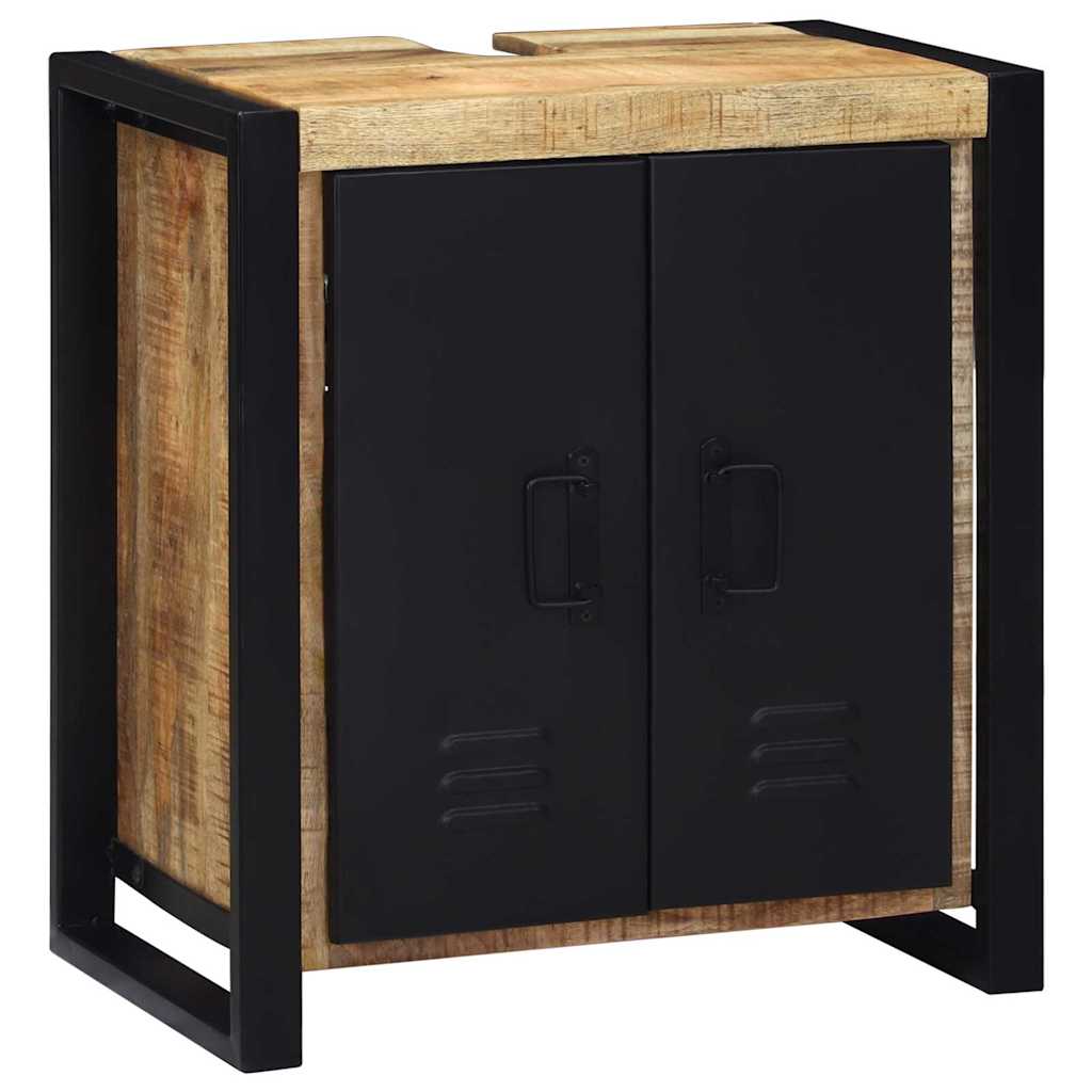 Σετ Επίπλων Μπάνιου με ράφι 4 pcs Καφέ Στερεό Ξύλο Μάνγκο - Pakobazaar