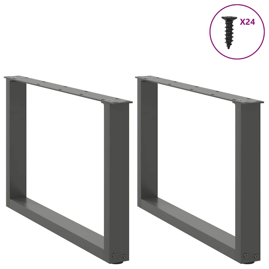 Πόδια Τραπεζιού Σαλονιού σε Σχήμα U 2 τεμ. Ανθρακί 60x(42-43) εκ. Ατσάλι - Pakobazaar