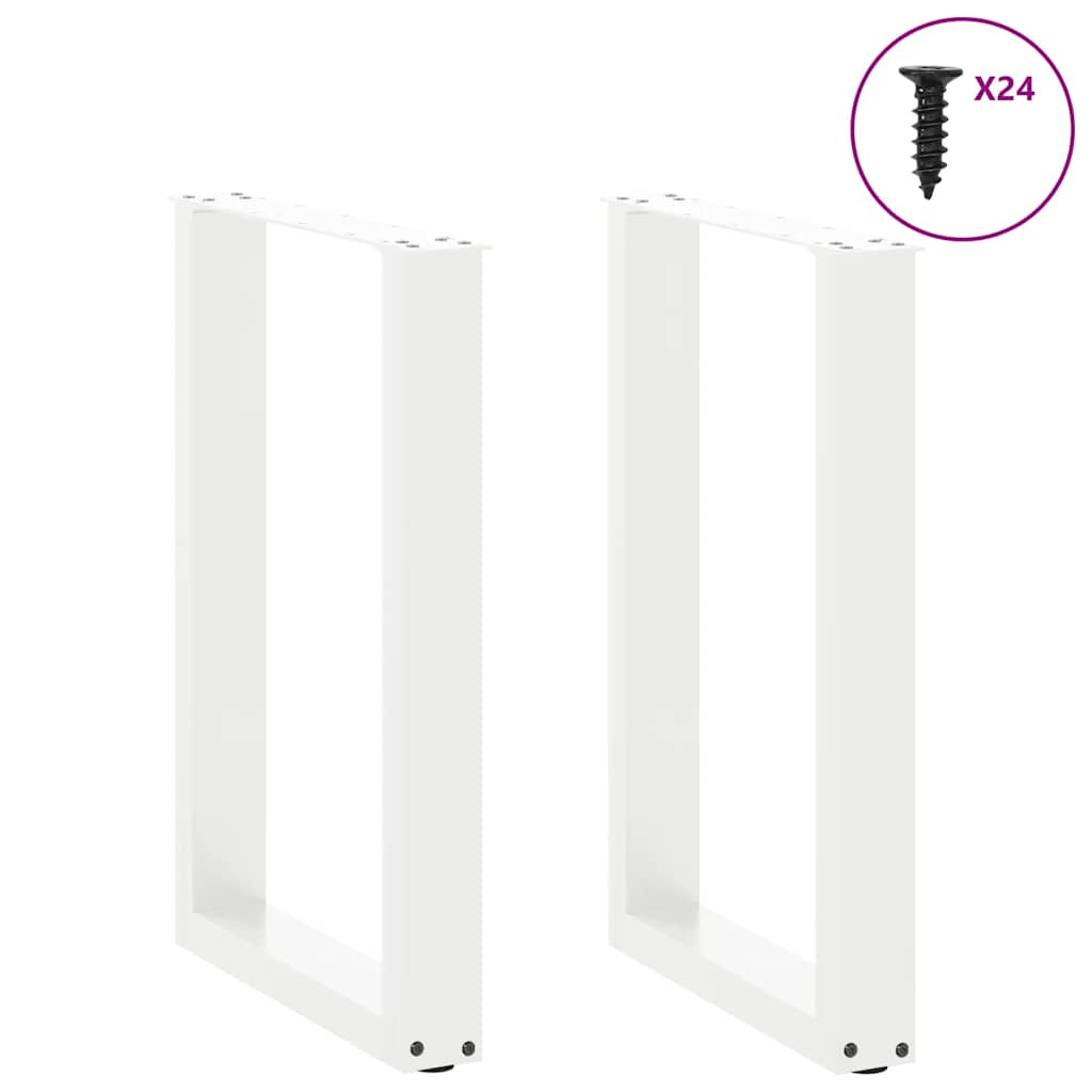 Πόδια Τραπεζαρίας σε Σχήμα U 2 τεμ. Λευκά 50x(72-73) εκ. Ατσάλι - Pakobazaar