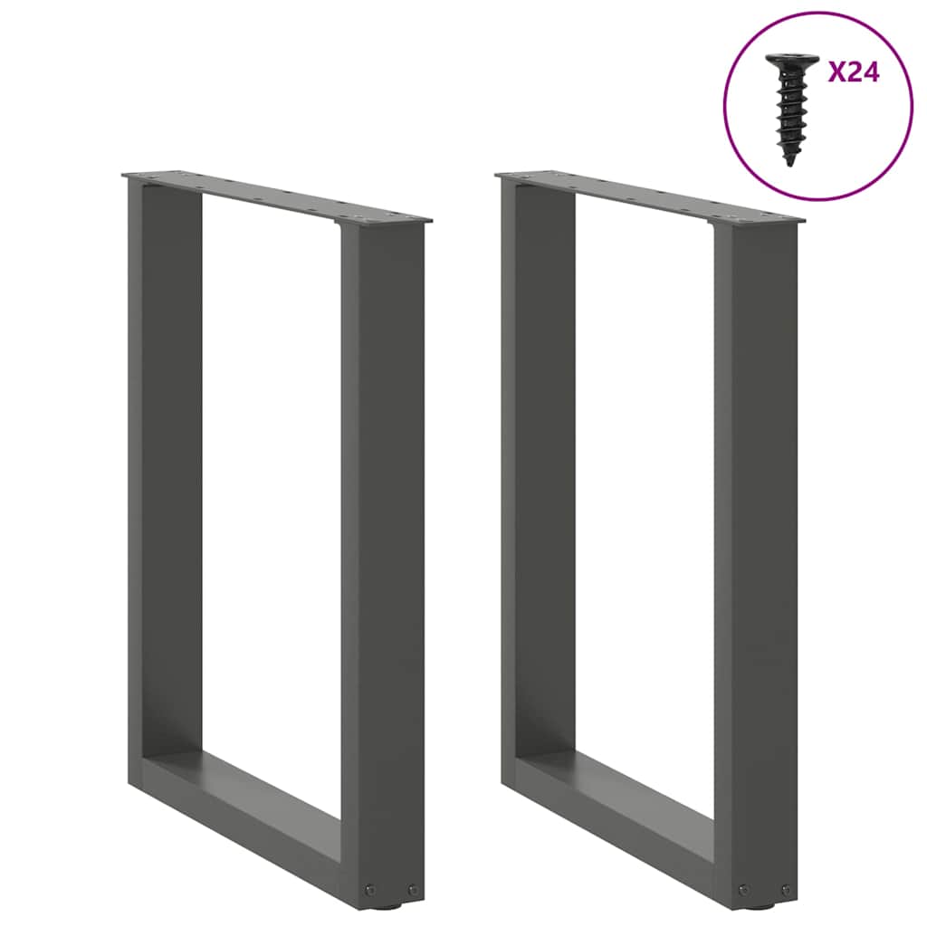 Πόδια Τραπεζαρίας σε Σχήμα U 2 τεμ. Ανθρακί 60x(72-73) εκ. Ατσάλι - Pakobazaar