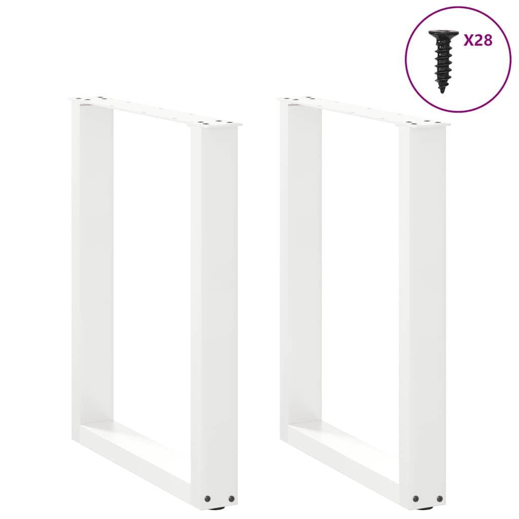 Πόδια Τραπεζαρίας σε Σχήμα U 2 τεμ. Λευκά 70x(72-73) εκ. Ατσάλι - Pakobazaar