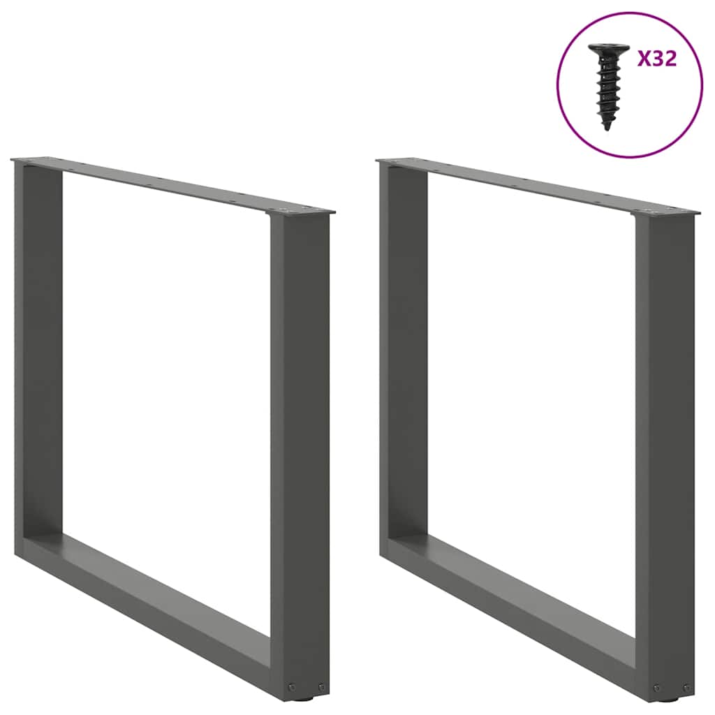 Πόδια Τραπεζαρίας σε Σχήμα U 2 τεμ. Ανθρακί 100x(72-73) εκ. Ατσάλι - Pakobazaar