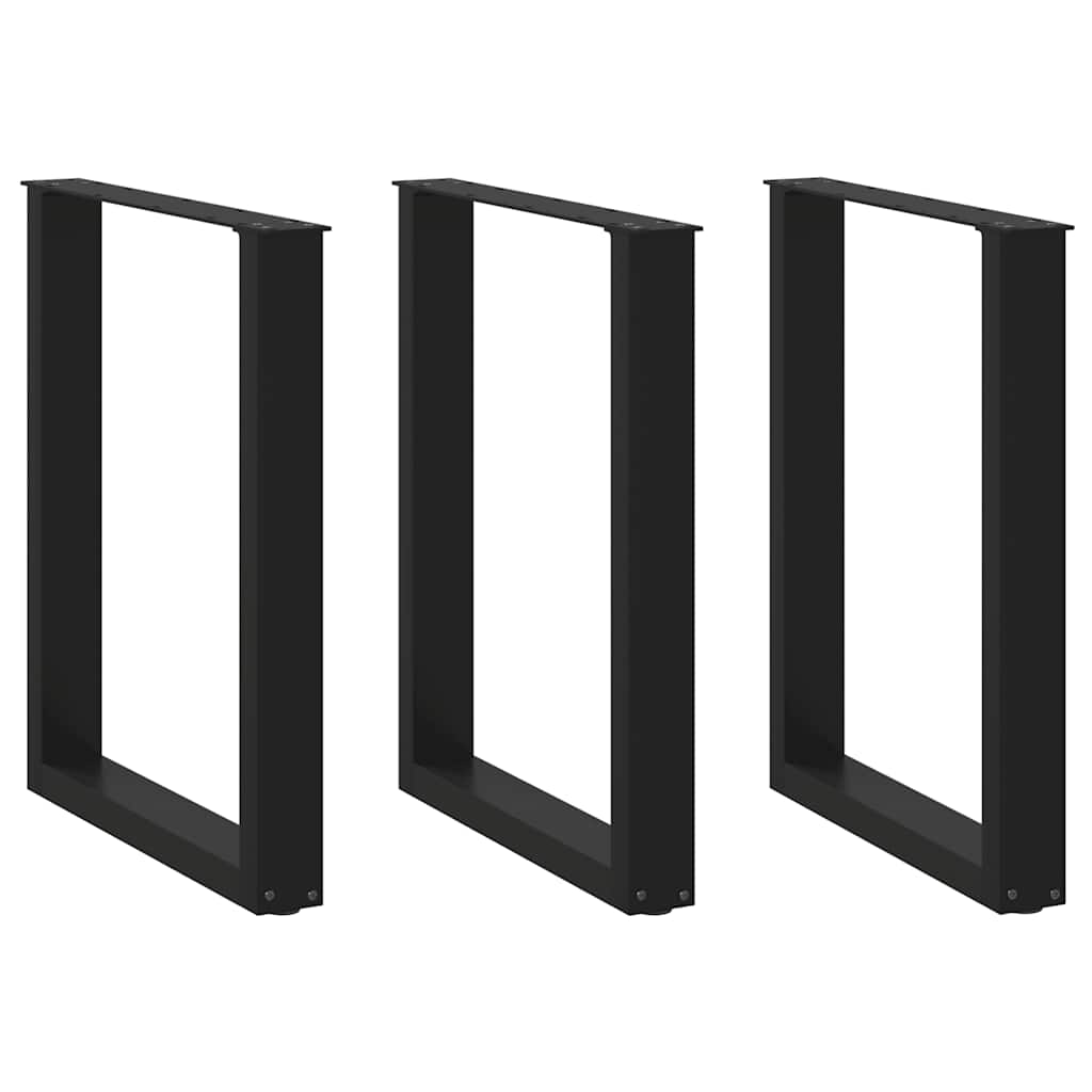 Πόδια Τραπεζαρίας σε Σχήμα U 3 τεμ. Μαύρο 70x(72-73) εκ. Ατσάλι - Pakobazaar