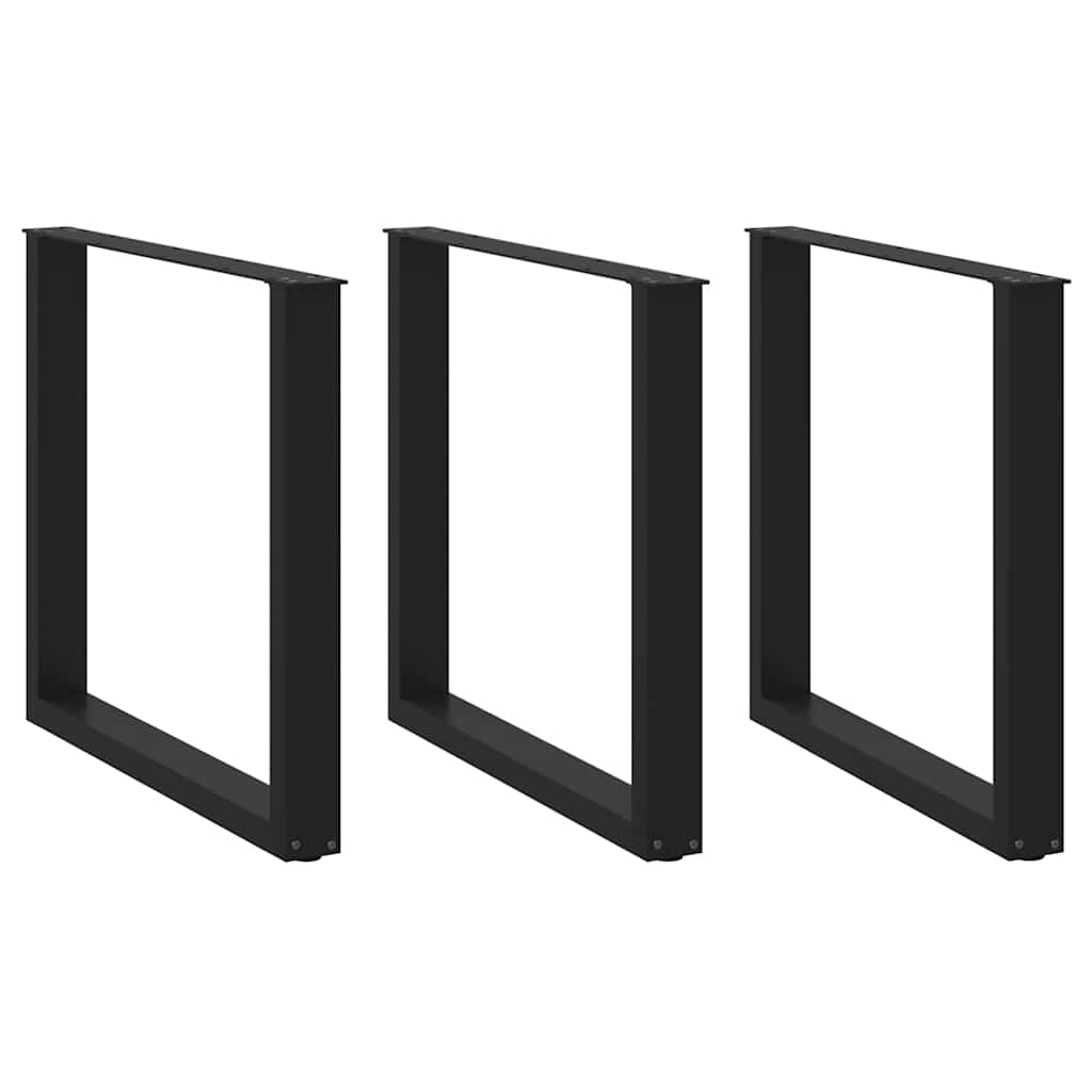 Πόδια Τραπεζαρίας σε Σχήμα U 3 τεμ. Μαύρο 80x(72-73) εκ. Ατσάλι - Pakobazaar