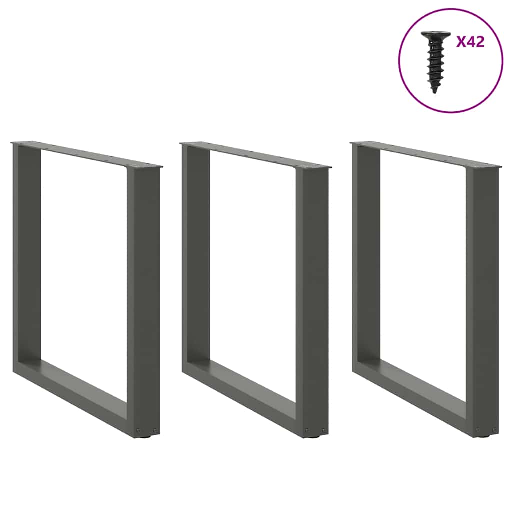 Πόδια Τραπεζαρίας σε Σχήμα U 3 τεμ. Ανθρακί 80x(72-73) εκ. Ατσάλι - Pakobazaar