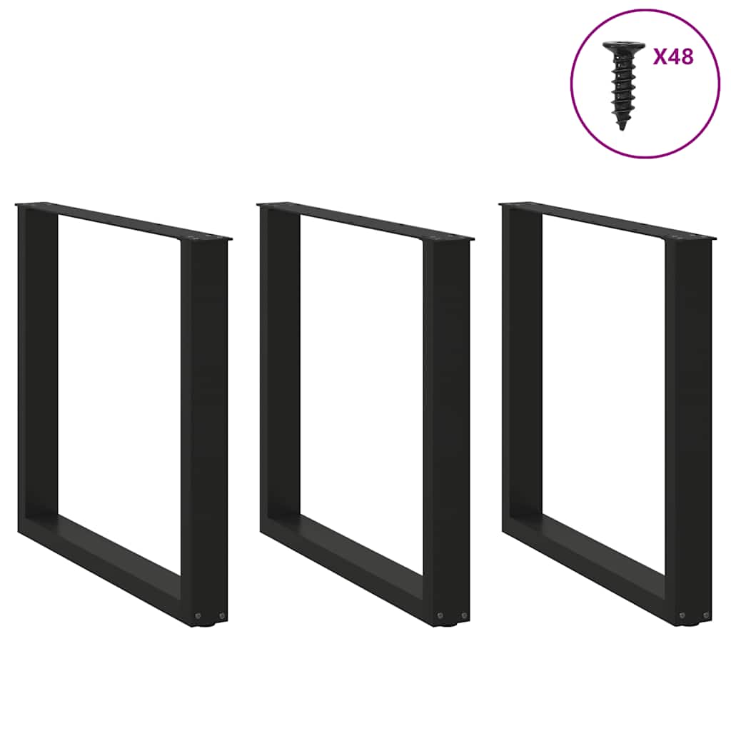 Πόδια Τραπεζαρίας σε Σχήμα U 3 τεμ. Μαύρο 90x(72-73) εκ. Ατσάλι - Pakobazaar