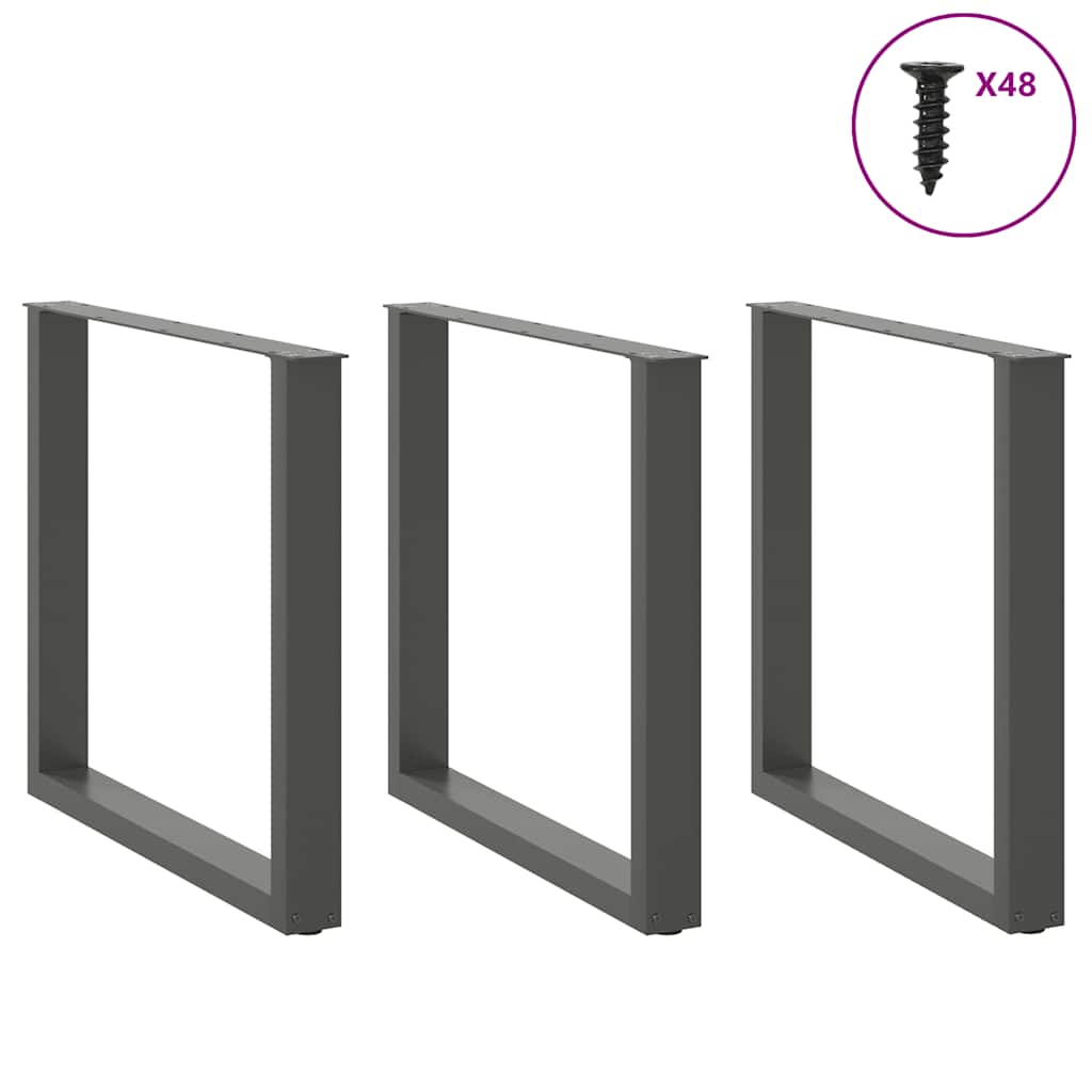 Πόδια Τραπεζαρίας σε Σχήμα U 3 τεμ. Ανθρακί 90x(72-73) εκ. Ατσάλι